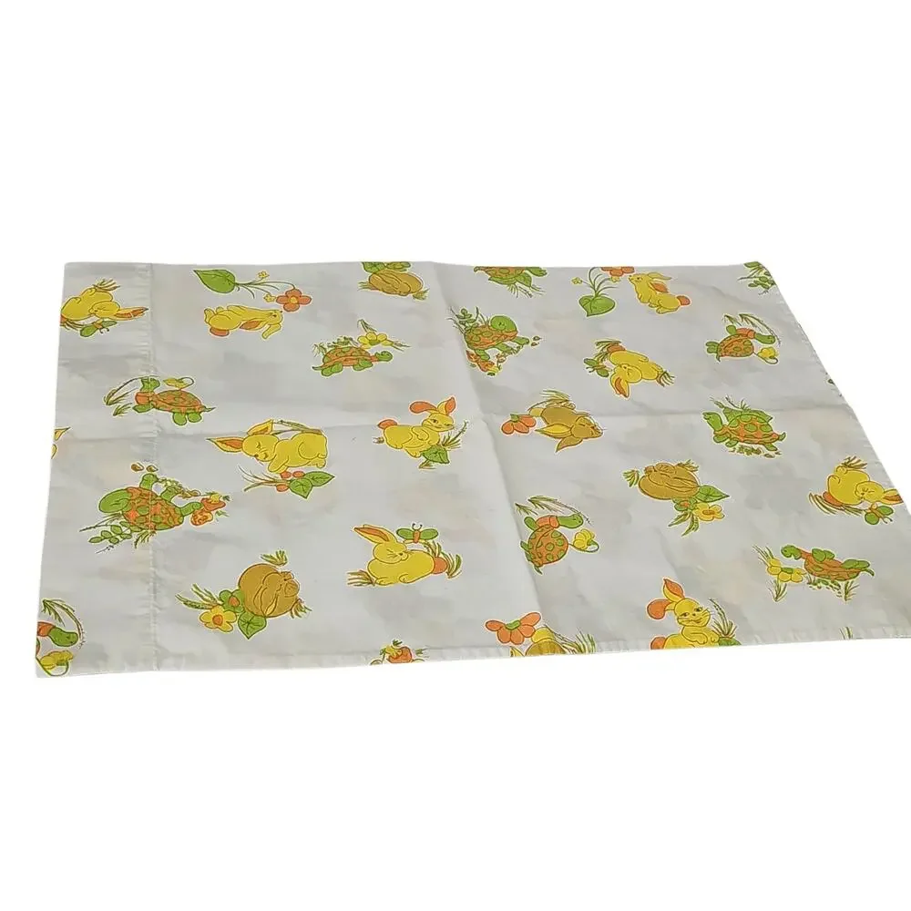 Set of Two Baby Toddler Vintage Pillowcases Turtle Bunny 17.5 x 12.25